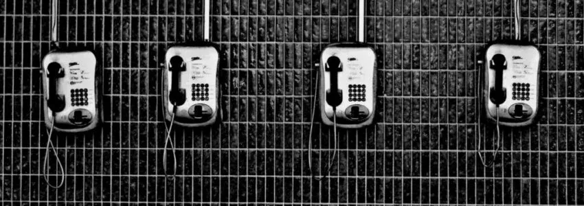 A prison phone booth in the US.