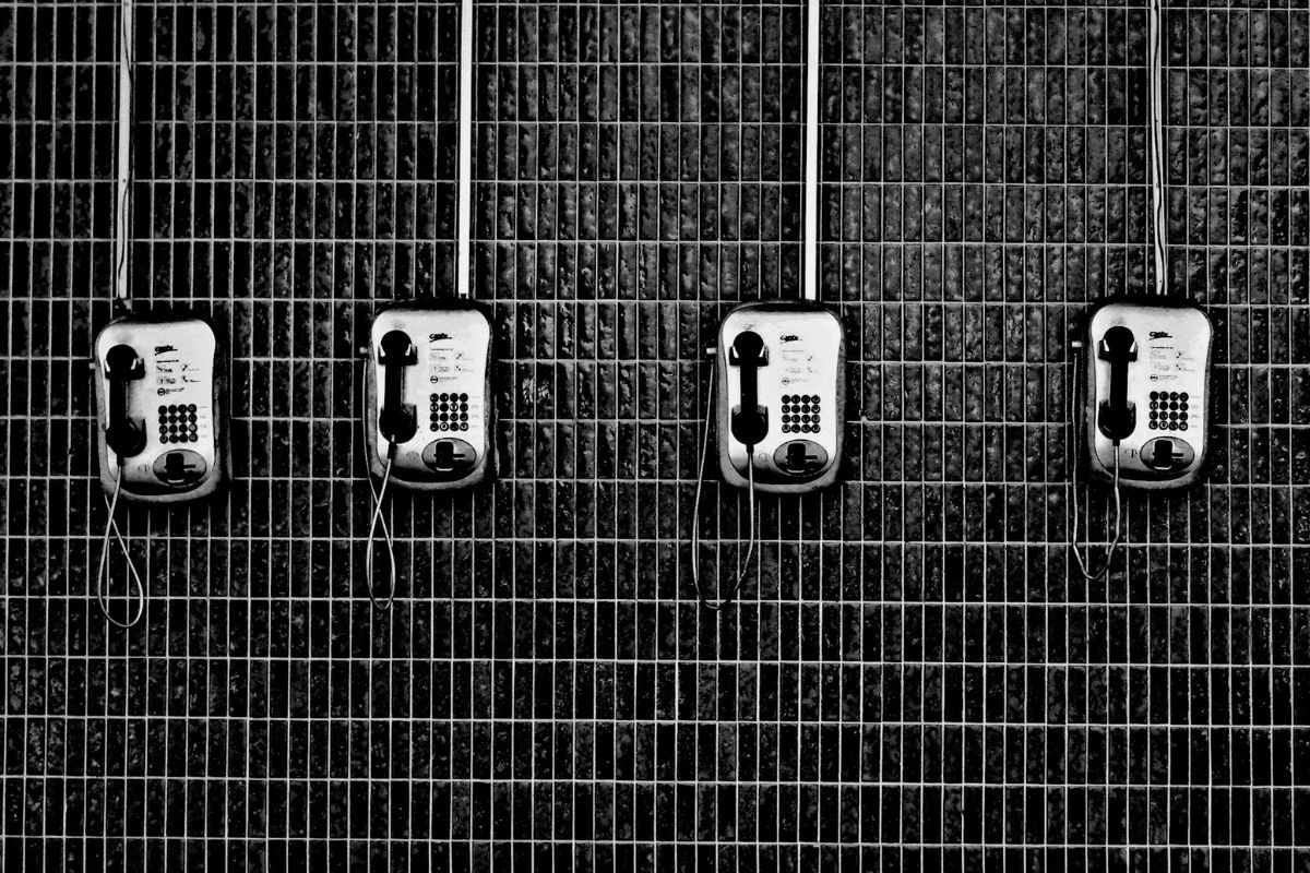 A prison phone booth in the US.