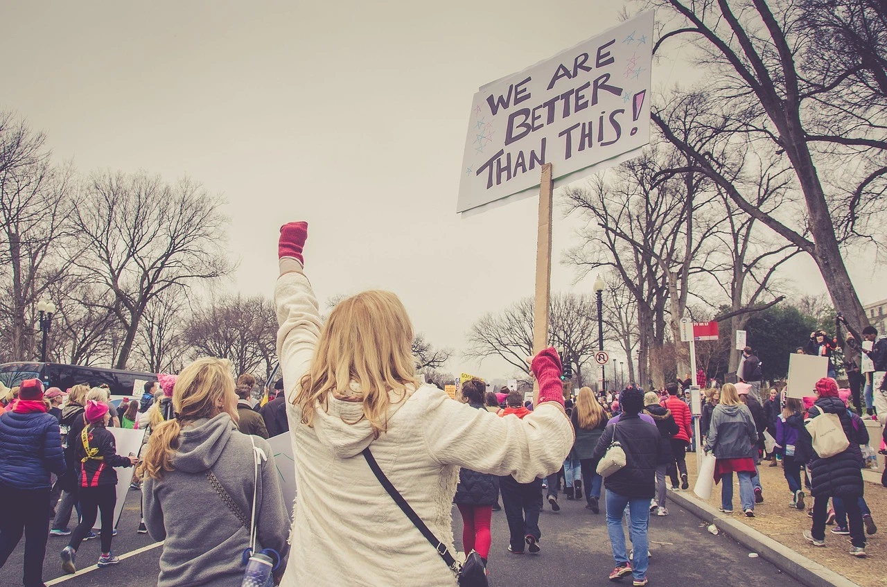 An activist joining a protest in the USA