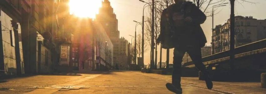 A man running to escape from prison.