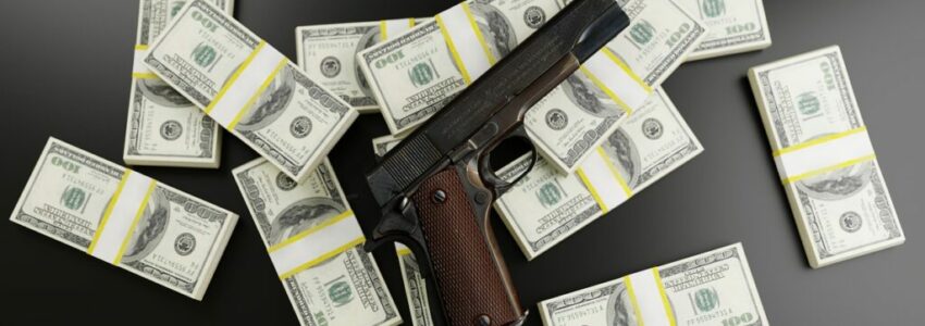 Guns and money, a symbol of crime syndicates.