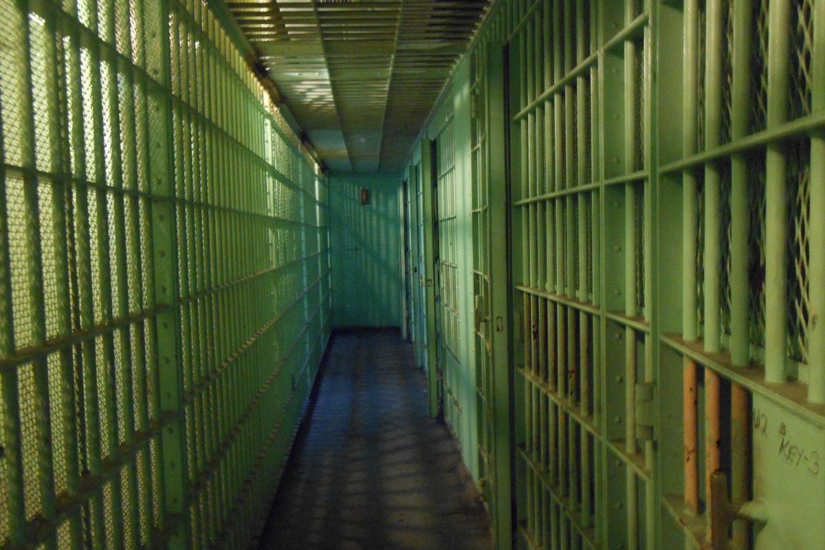 An empty hallway in a private prison.