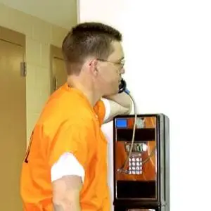 An inmate making a collect call.