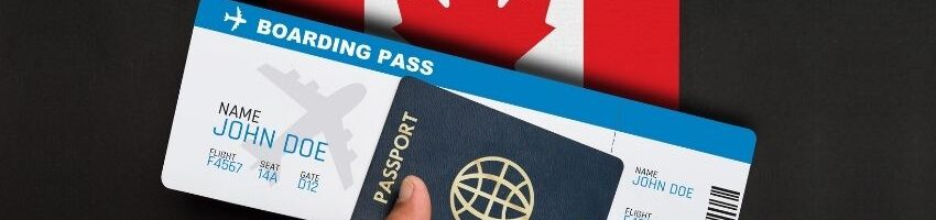 A passport with boarding pass going to Canada.