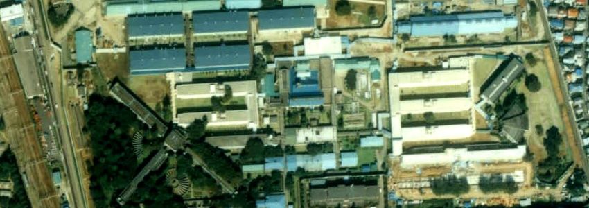 An aerial view of the Fuchu Prison in Japan.