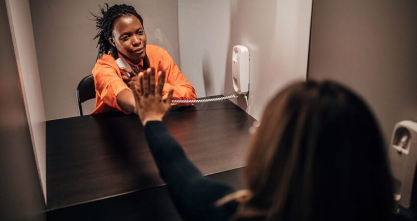 An inmate is talking to her lawyer about the benefits for spouses of incarcerated.