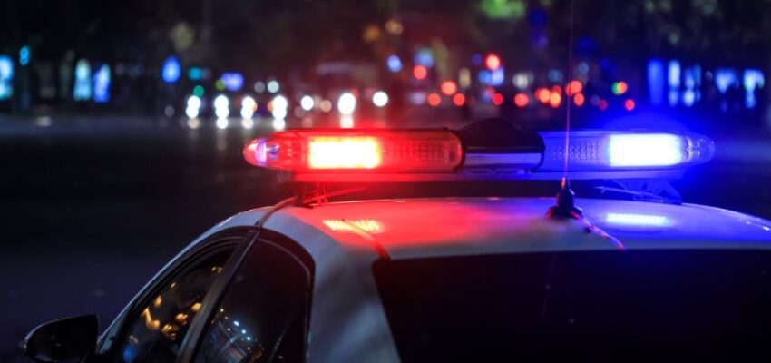 The police car in which the arrested NFL players were riding.