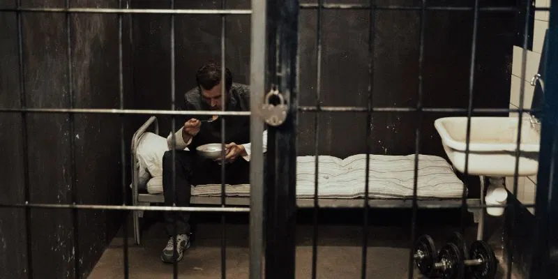 A inmate eating prison loaf as punishment